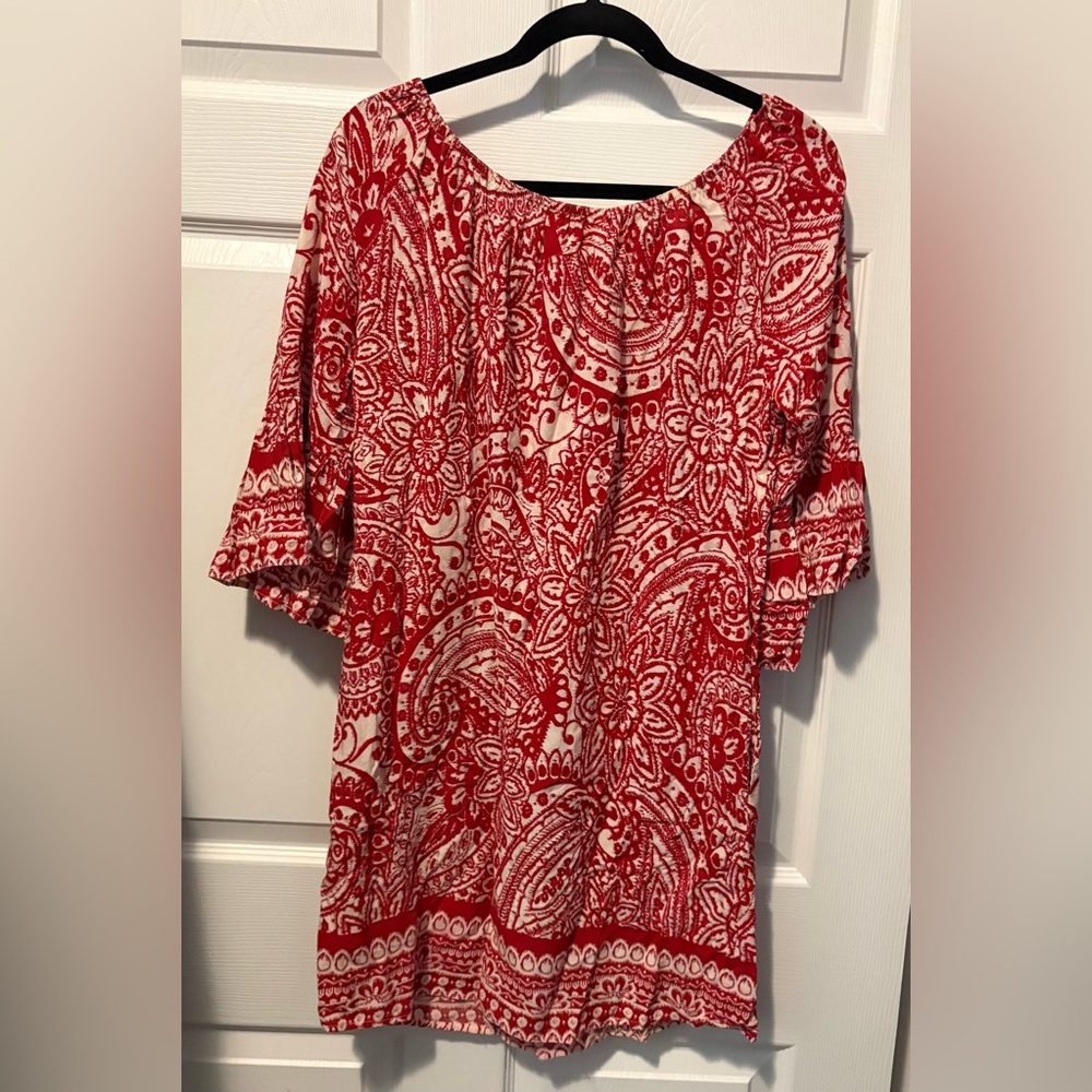 Umgee Red and White Paisley Dress - Picture 6 of 6